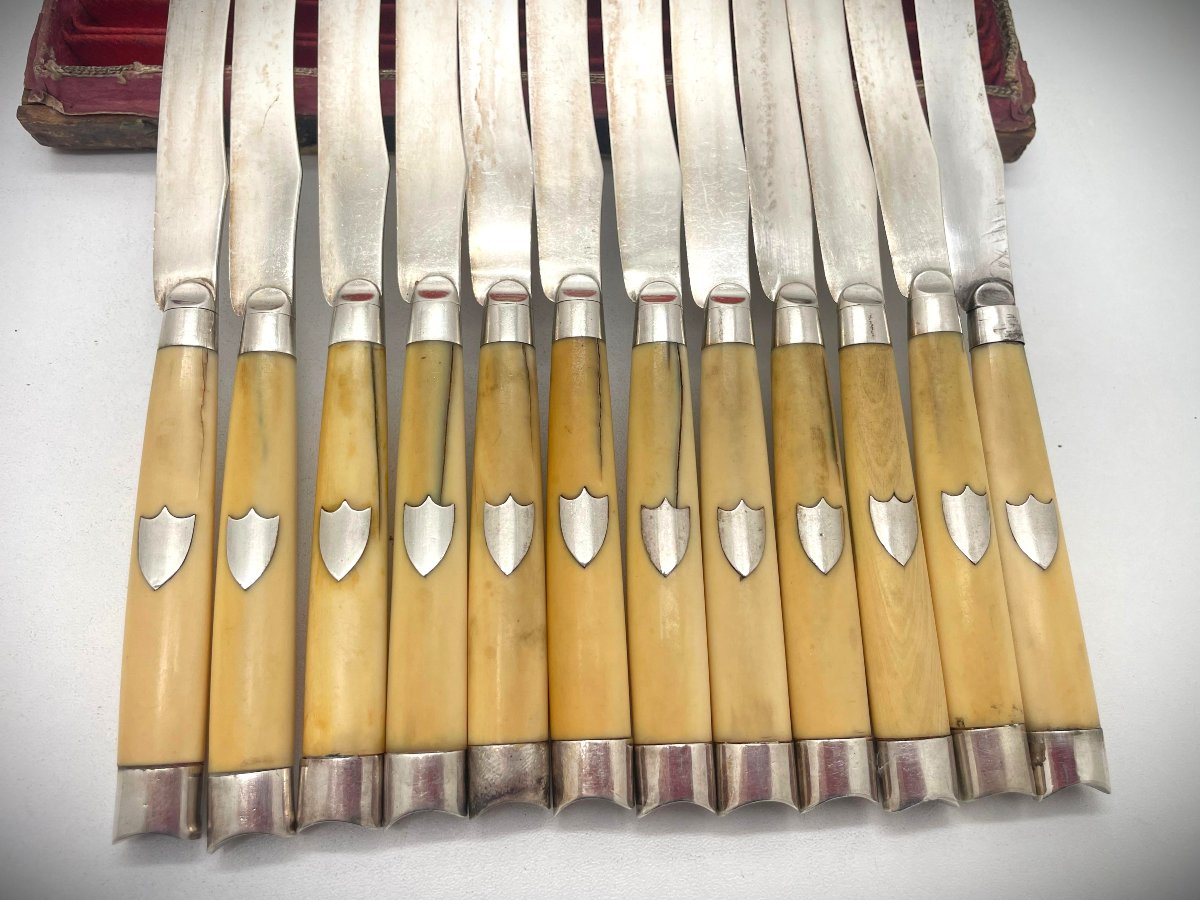 BIZOS coutelier du Roi , Suite de 12 couteaux argent 1798 -photo-2