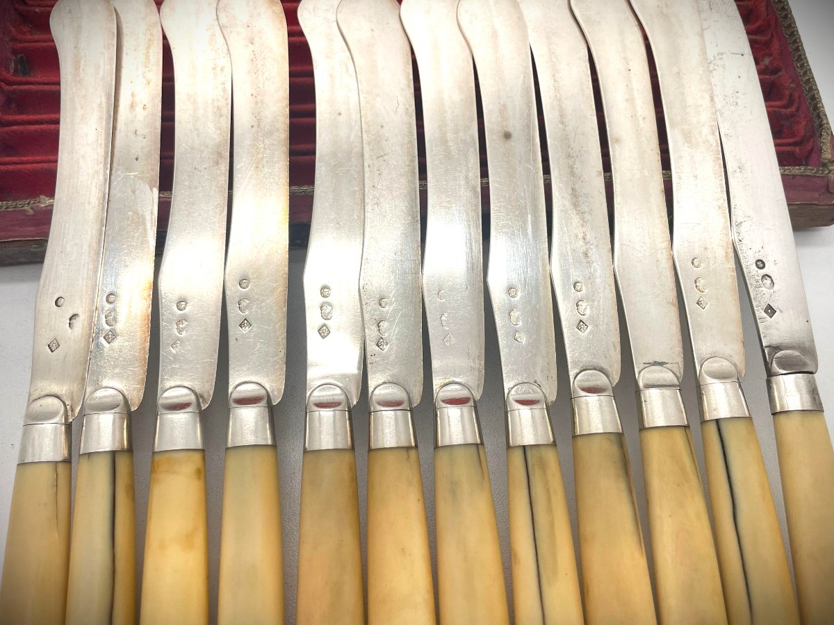 BIZOS coutelier du Roi , Suite de 12 couteaux argent 1798 -photo-4