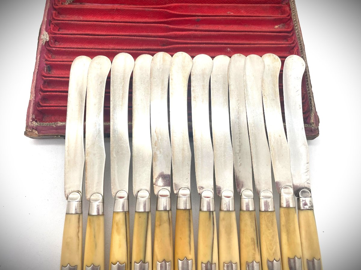 BIZOS coutelier du Roi , Suite de 12 couteaux argent 1798 -photo-1