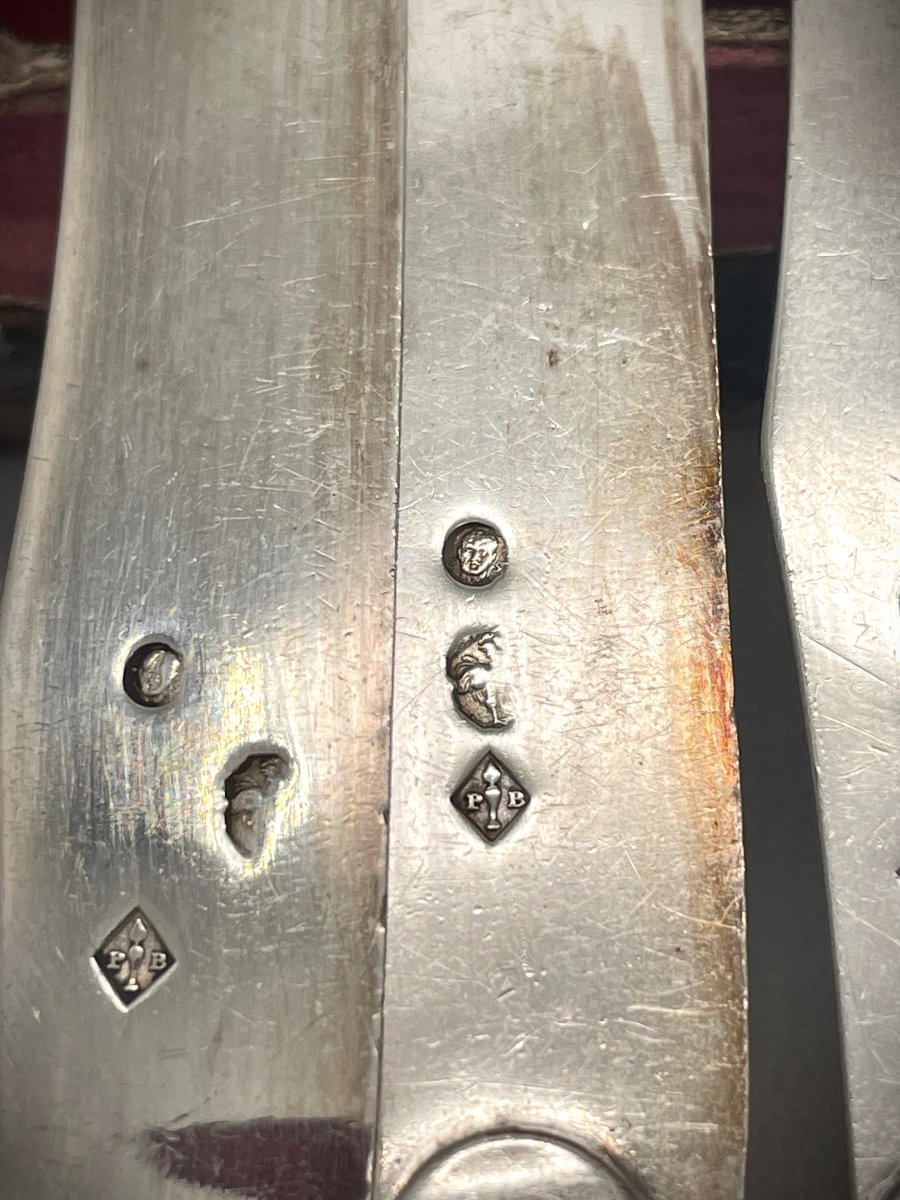 BIZOS coutelier du Roi , Suite de 12 couteaux argent 1798 -photo-2