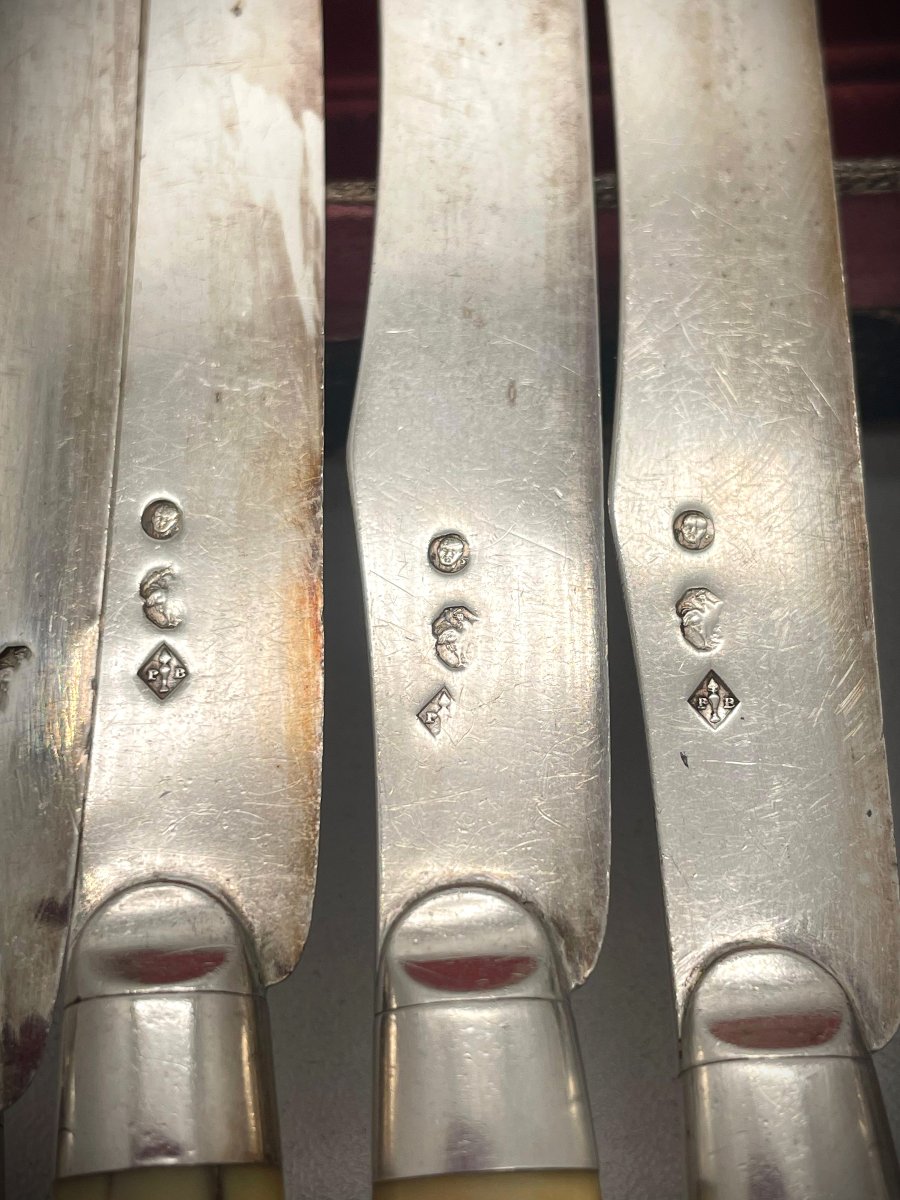 BIZOS coutelier du Roi , Suite de 12 couteaux argent 1798 -photo-3