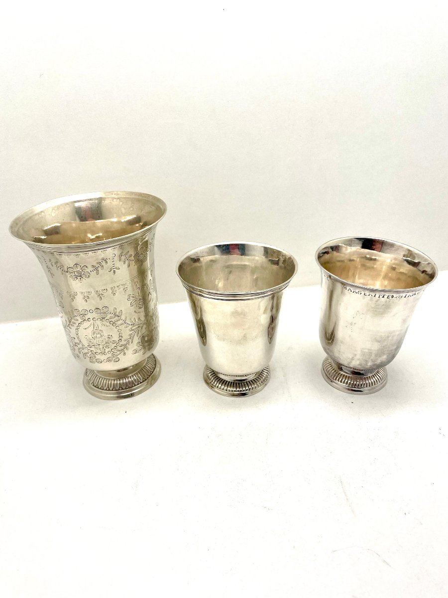 TROIS TIMBALES EN ARGENT Paris 1714 -photo-2