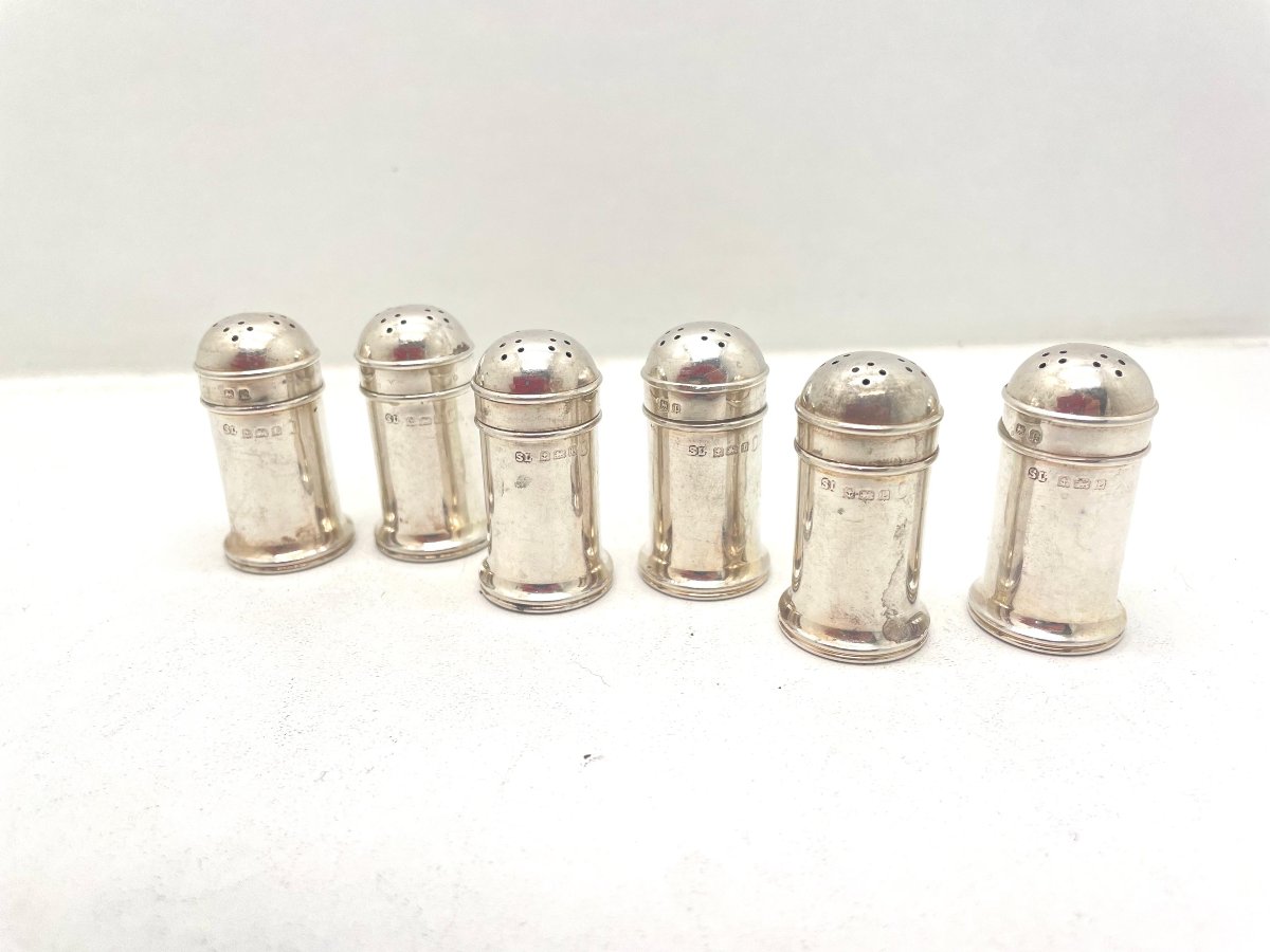 Birmingham 1860 Suite Of 6 Silver Salt Cellars-photo-2