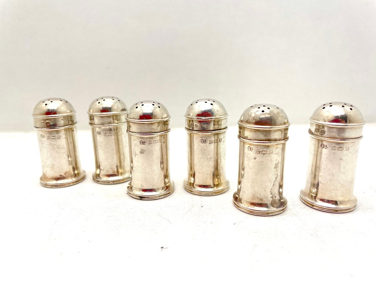 Birmingham 1860 Suite Of 6 Silver Salt Cellars-photo-3