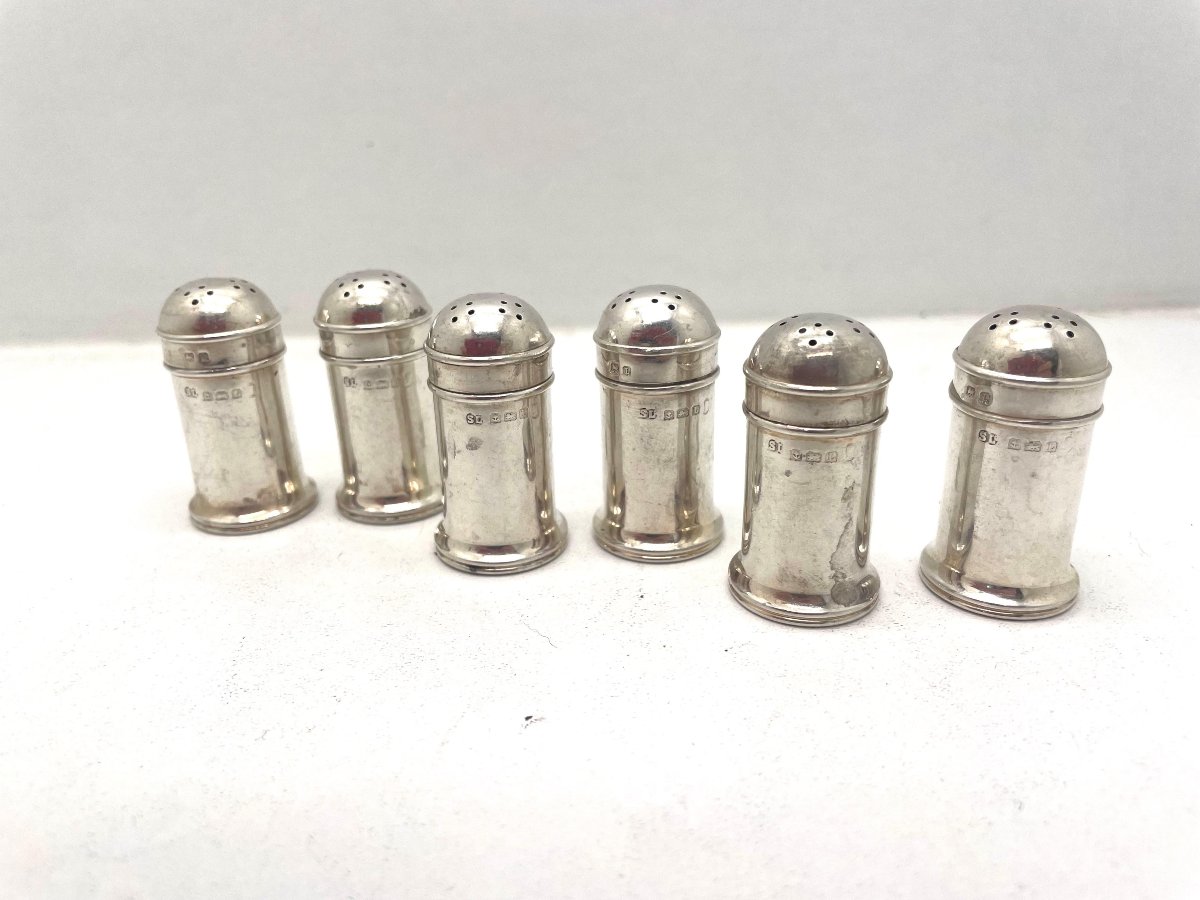 Birmingham 1860 Suite Of 6 Silver Salt Cellars-photo-4