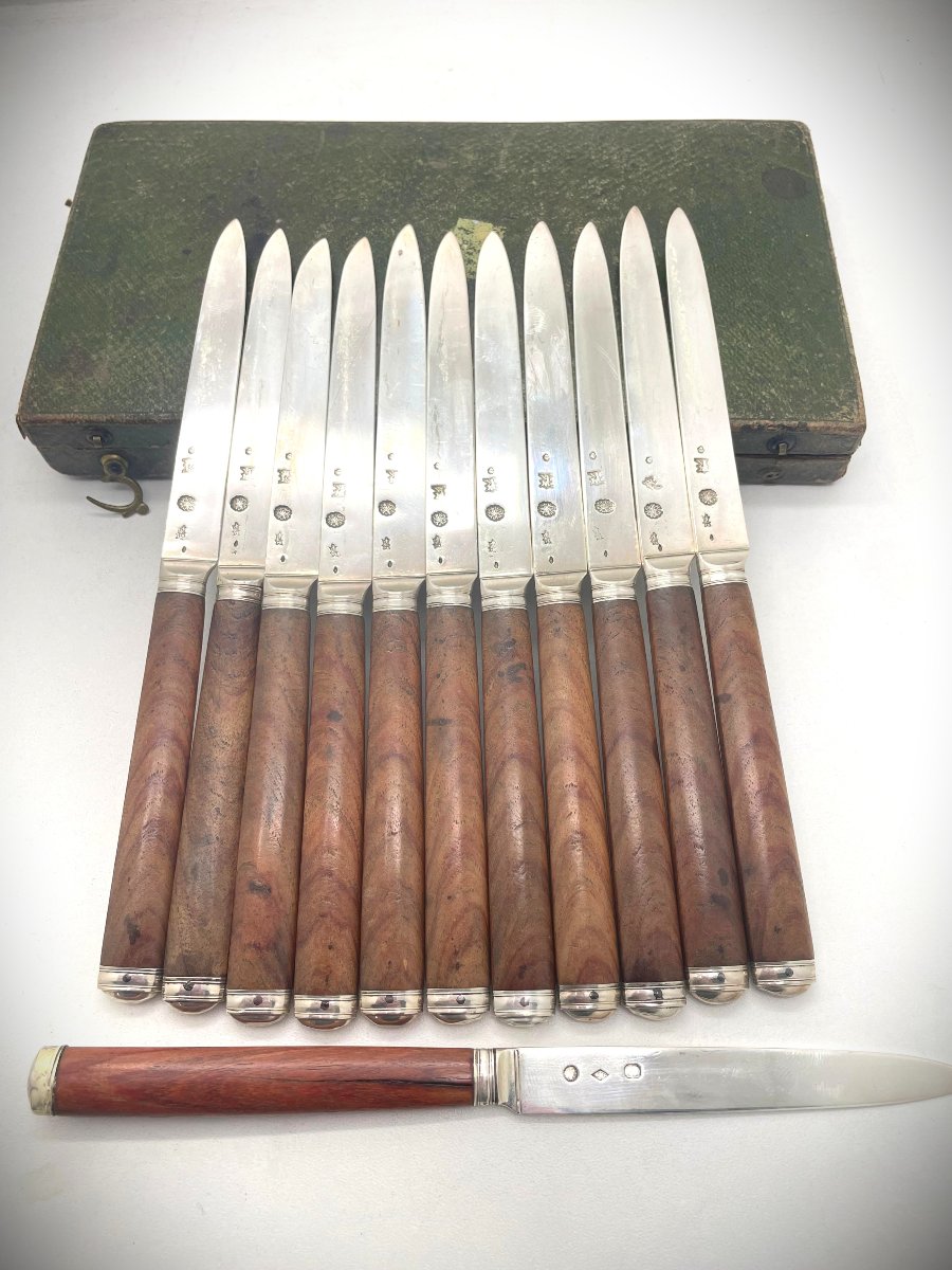 PARIS 1773 Suite de couteaux en Argent 18eme.-photo-1