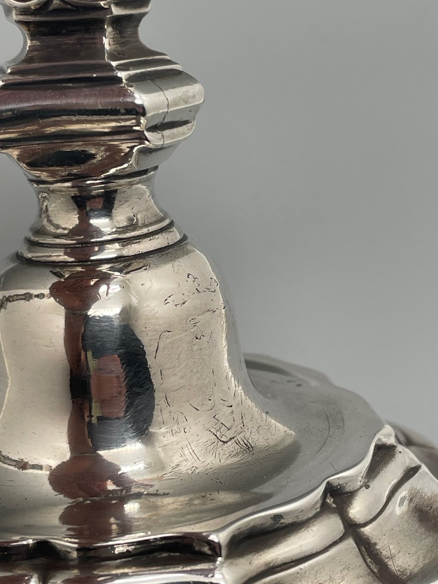Pair Of "rennes" Silver Table Candleholders -photo-3