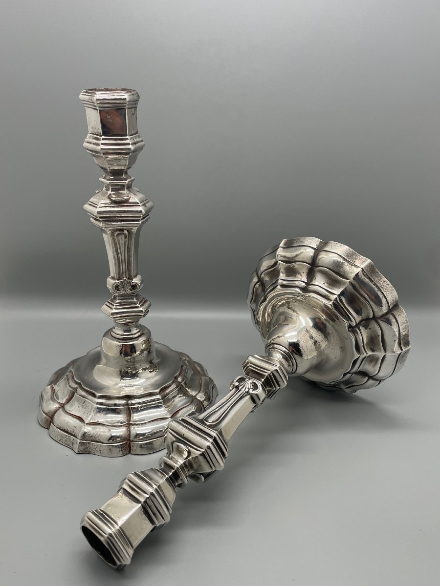 Pair Of "rennes" Silver Table Candleholders 