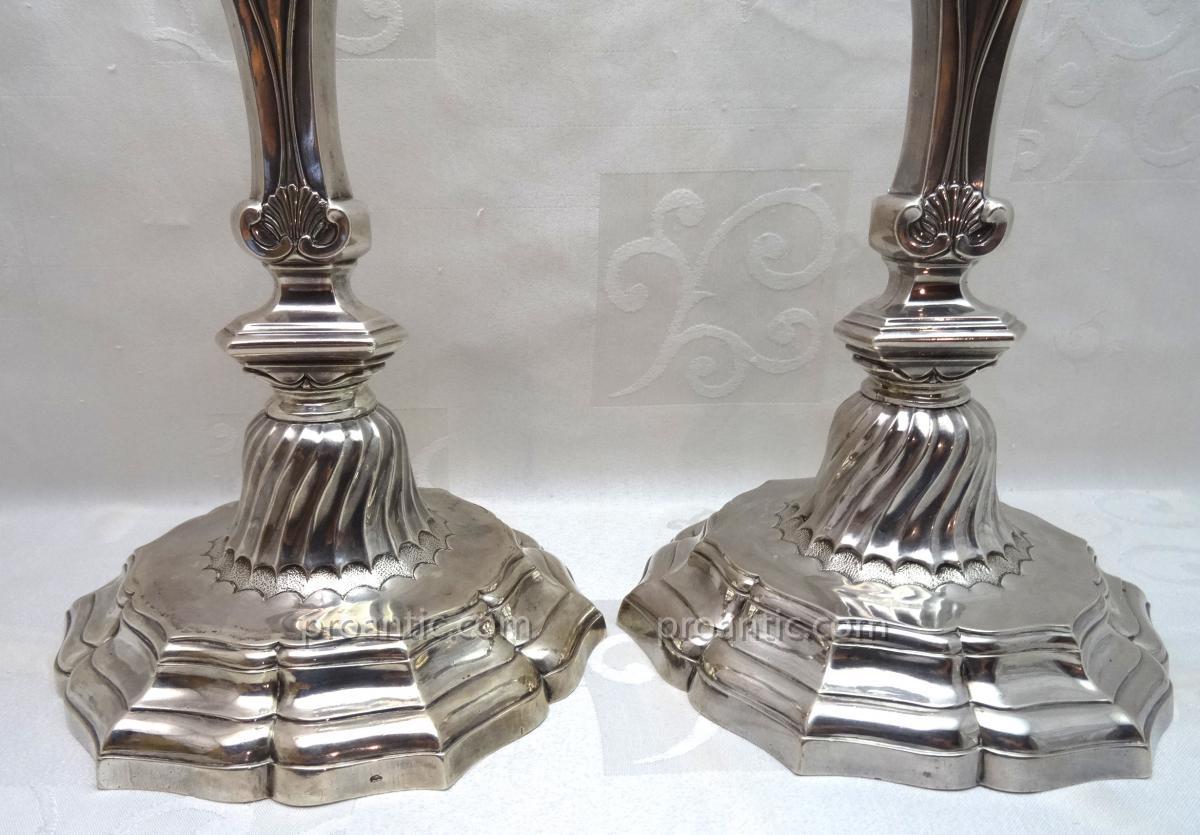 Pair Of Silver Candlesticks Eighteenth Besançon 1758-photo-3