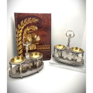 Biennais Martin Guillaume Imposing Pair Of Double Silver Salt Cellars 