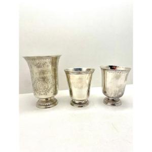 TROIS TIMBALES EN ARGENT Paris 1714 