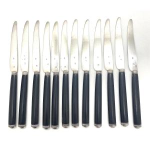 Leroy Gustave Suite Of 12 Silver And Ebony Knives