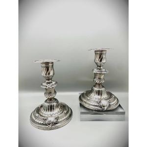 Alexis Loir III Paire de bougeoirs de toilette en argent 1747