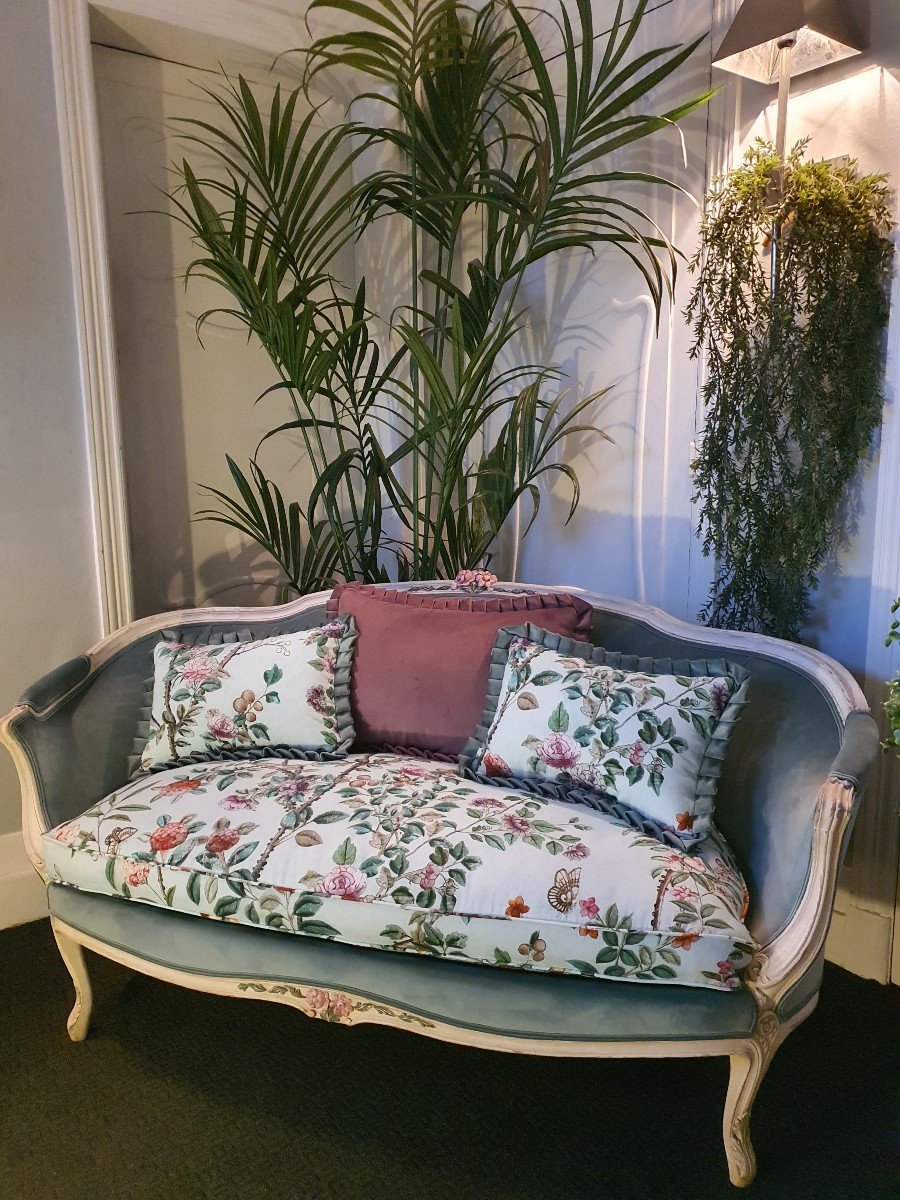 Banquette Peinte De Style Louis XV-photo-2