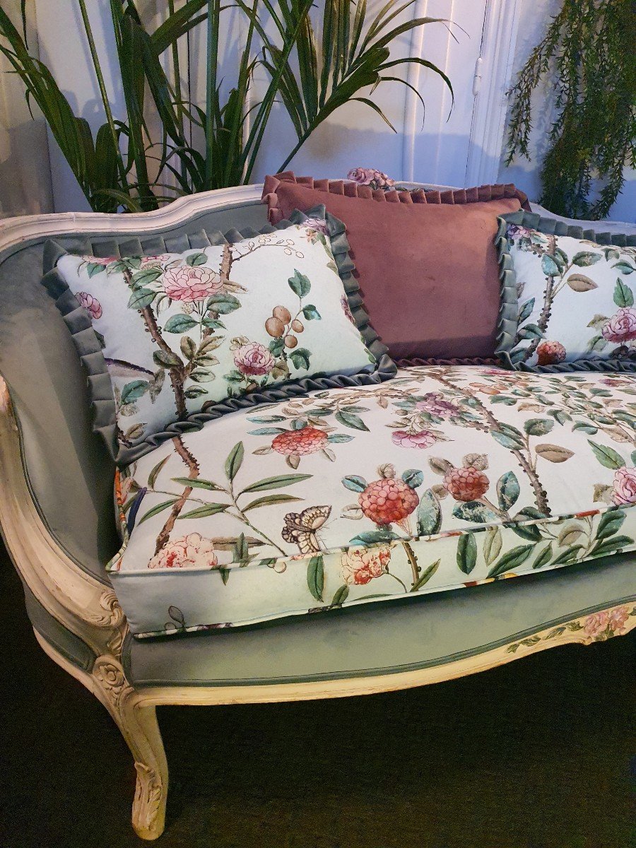 Banquette Peinte De Style Louis XV-photo-2