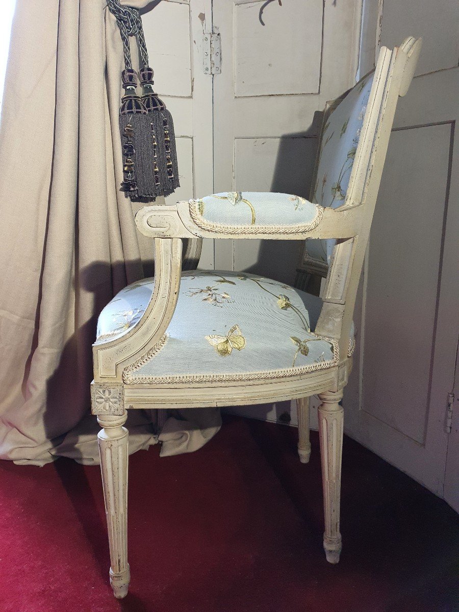Fauteuil Patiné De Style Louis XVI -photo-4