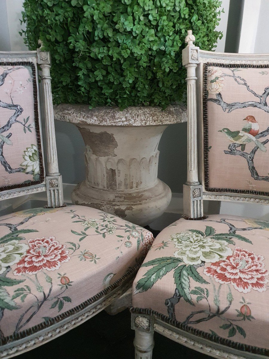 Paire Petites Chaises Style Louis XVI 