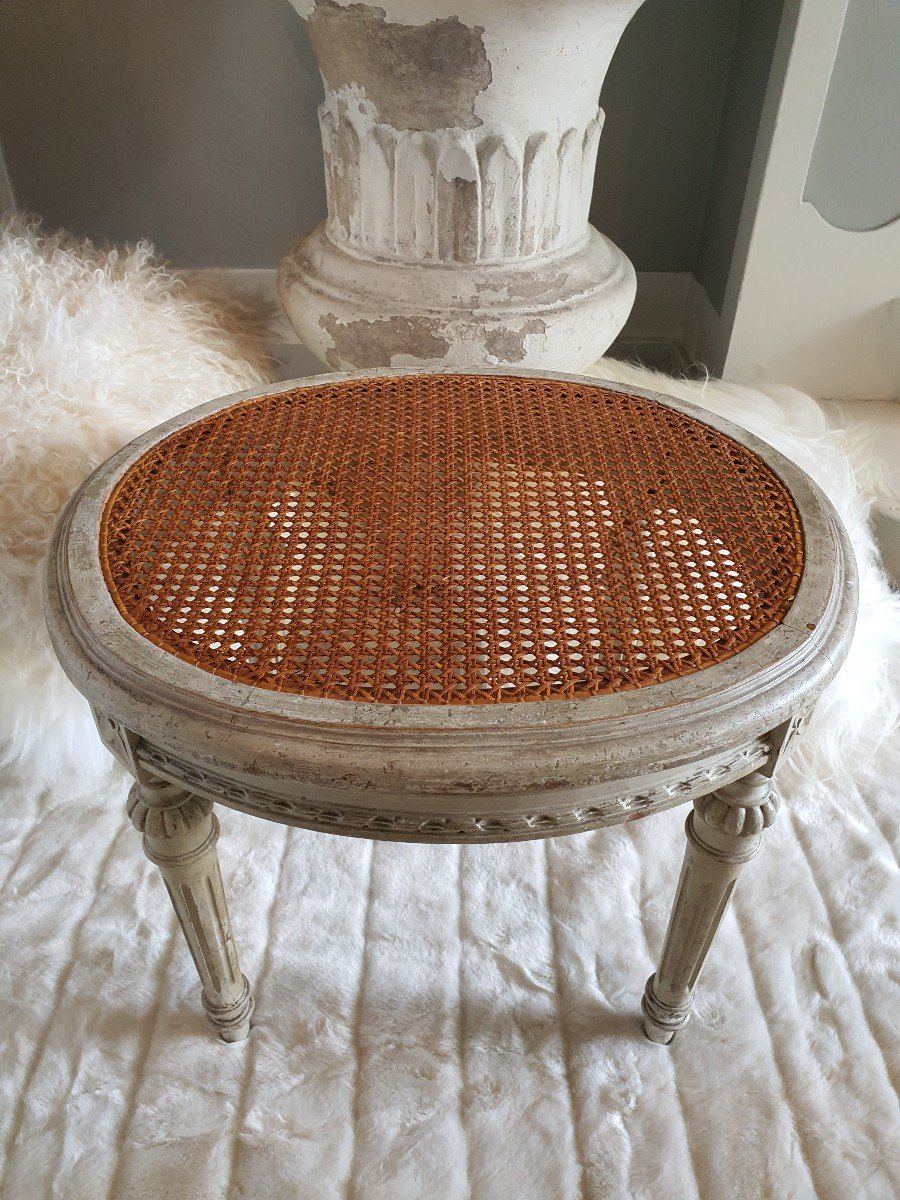 Tabouret Canné Style Louis XVI -photo-2