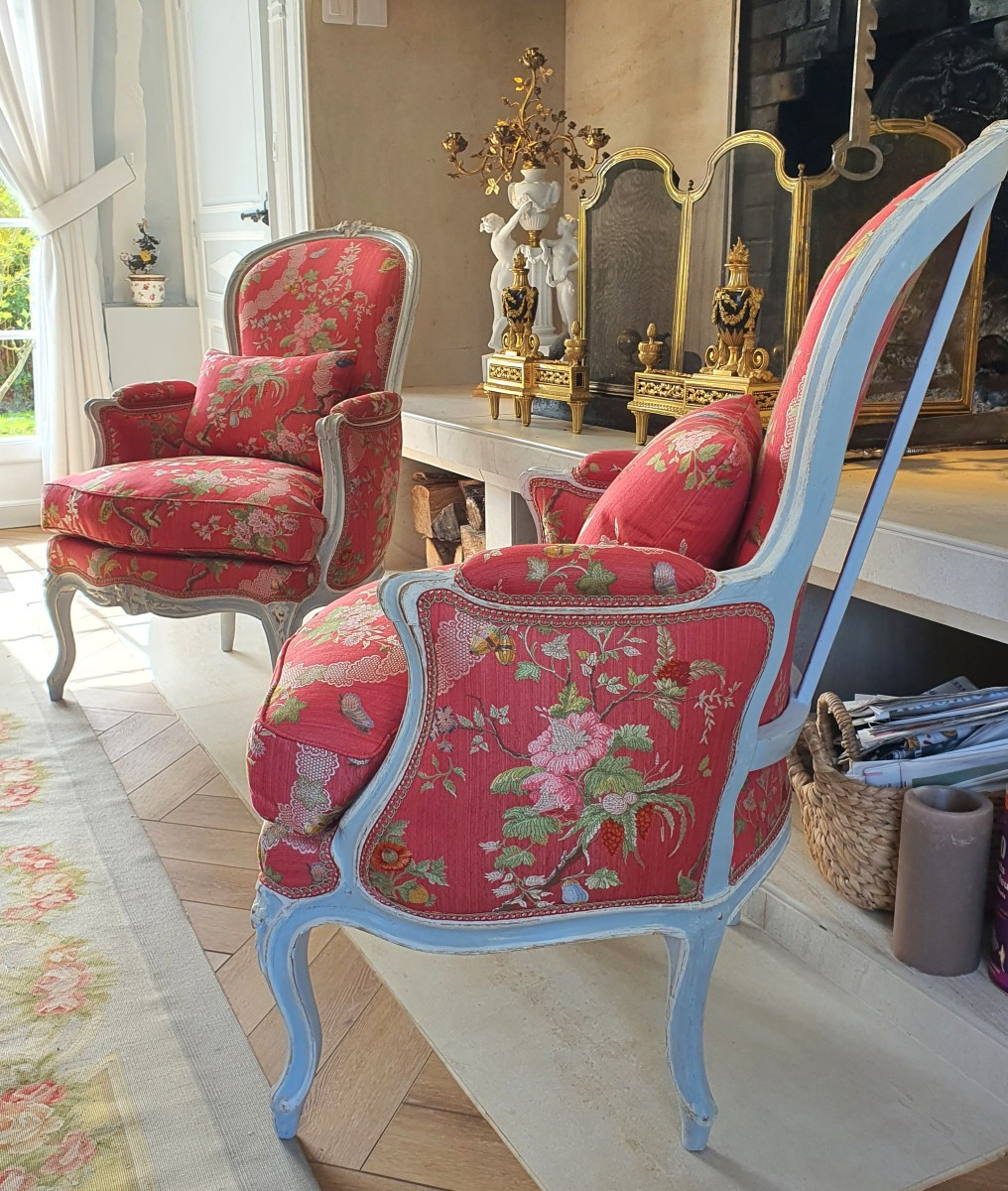 Pair Of Bergères Louis XV Period-photo-4