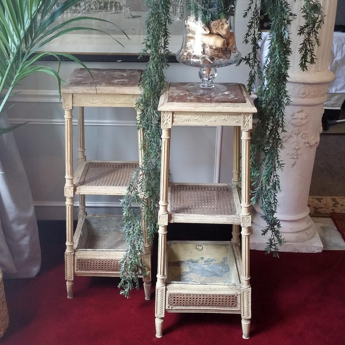 Paire De Sellettes Cannées Epoque XIXème