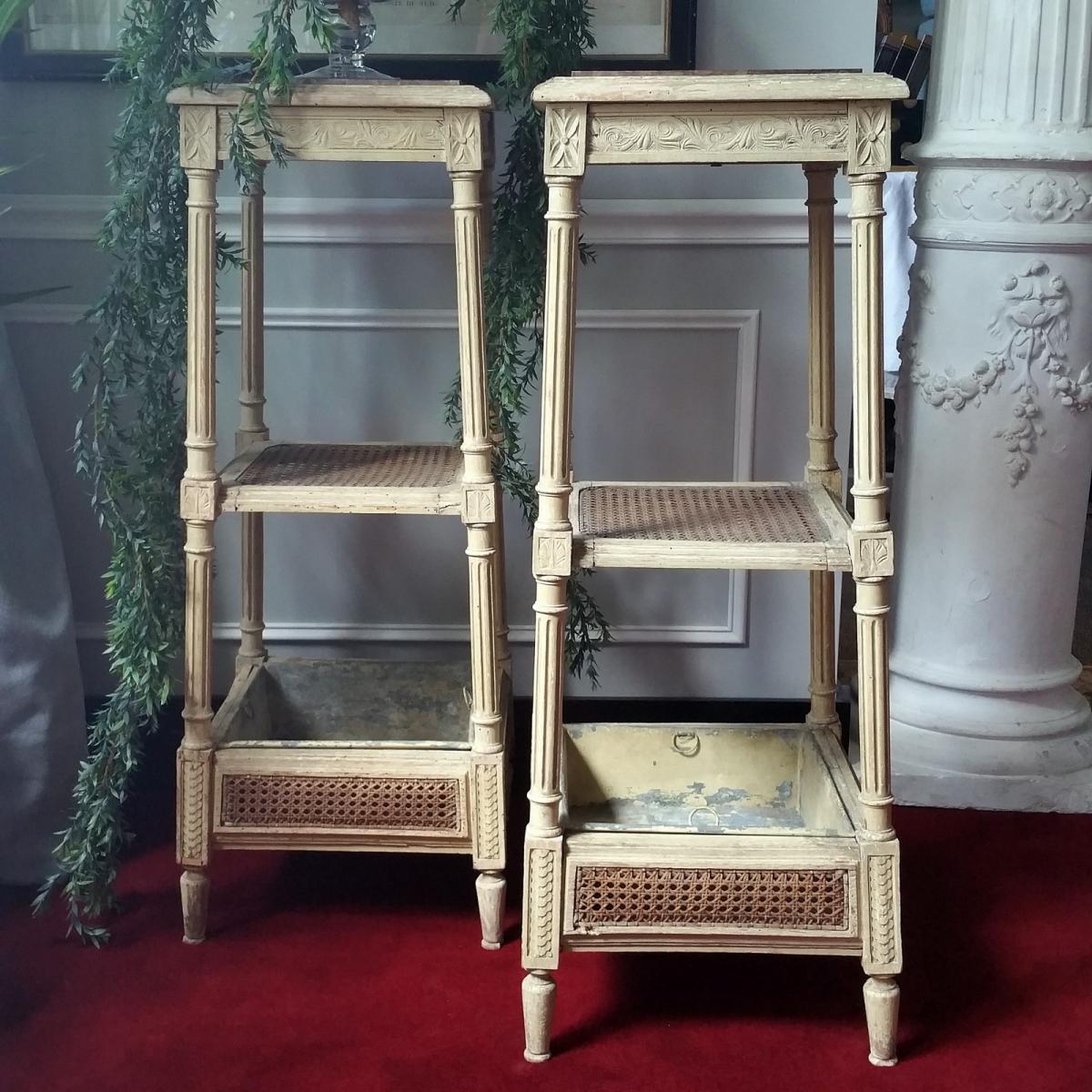 Paire De Sellettes Cannées Epoque XIXème-photo-2