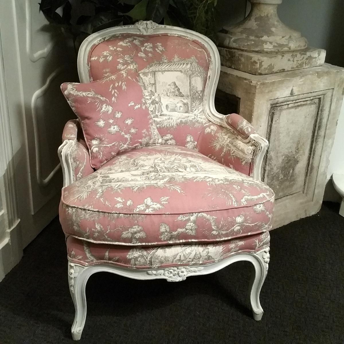 Bergère Patinée De Style Louis XV-photo-2