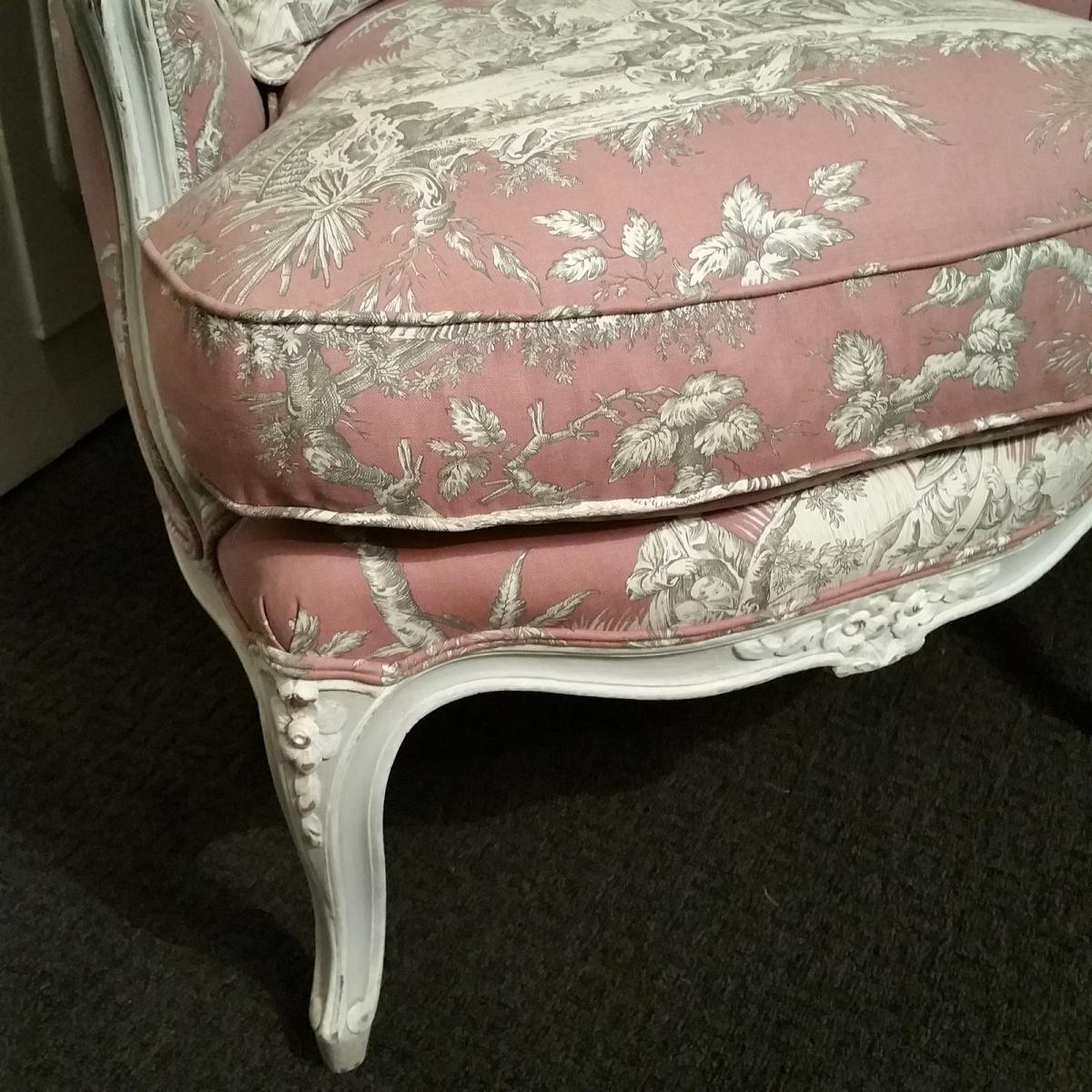 Bergère Patinée De Style Louis XV-photo-4
