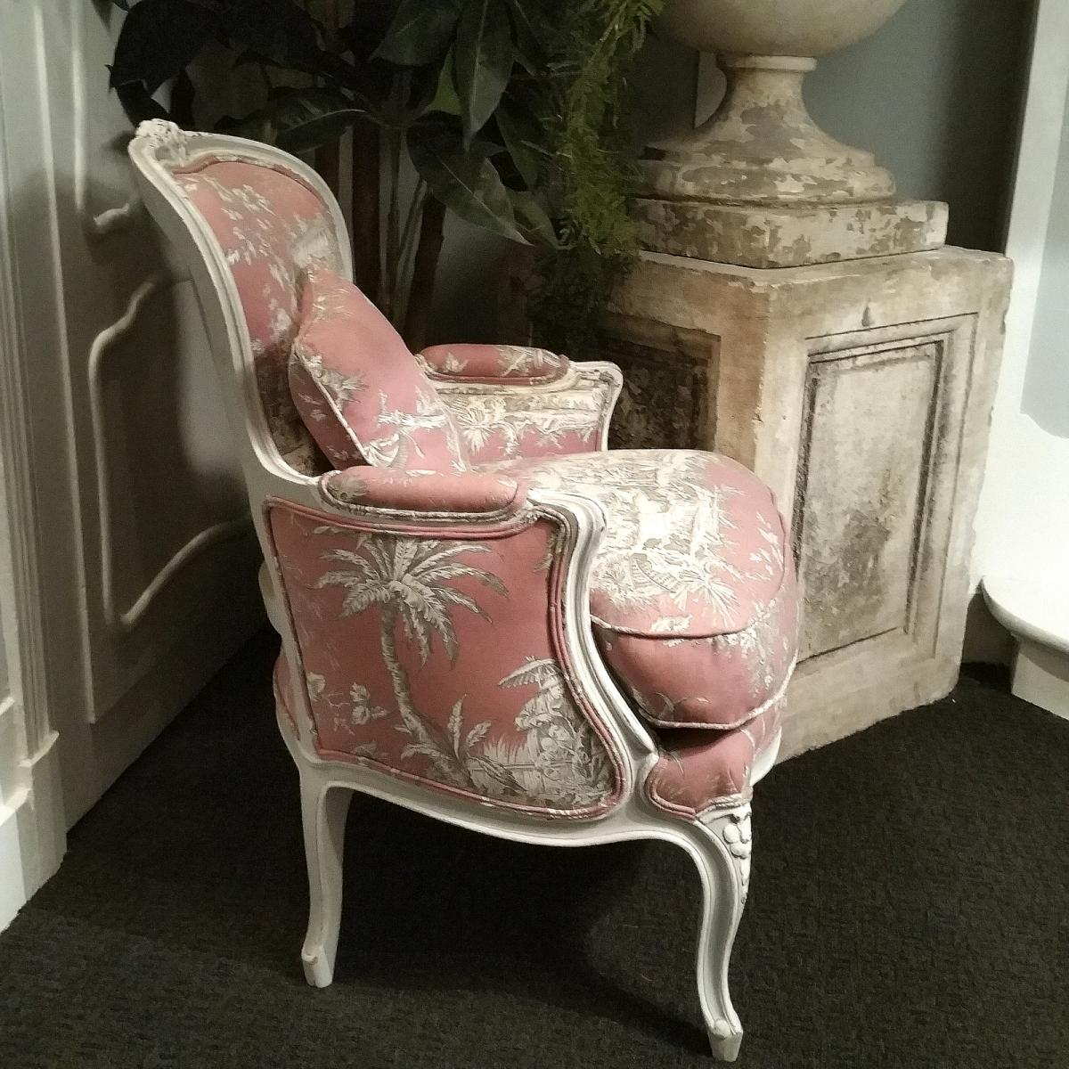 Bergère Patinée De Style Louis XV-photo-1