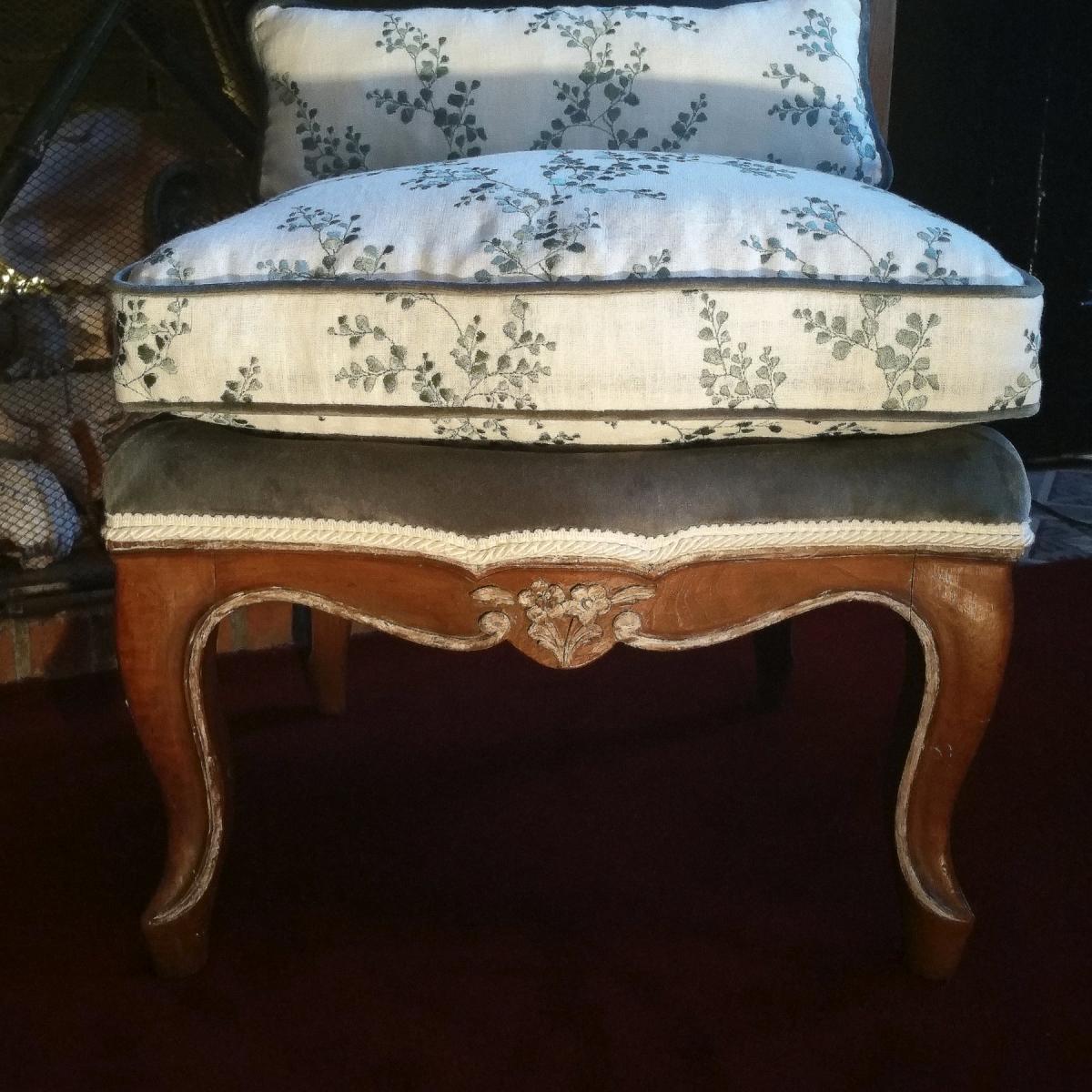 Chauffeuse Bois Naturel De Style Louis XV-photo-2