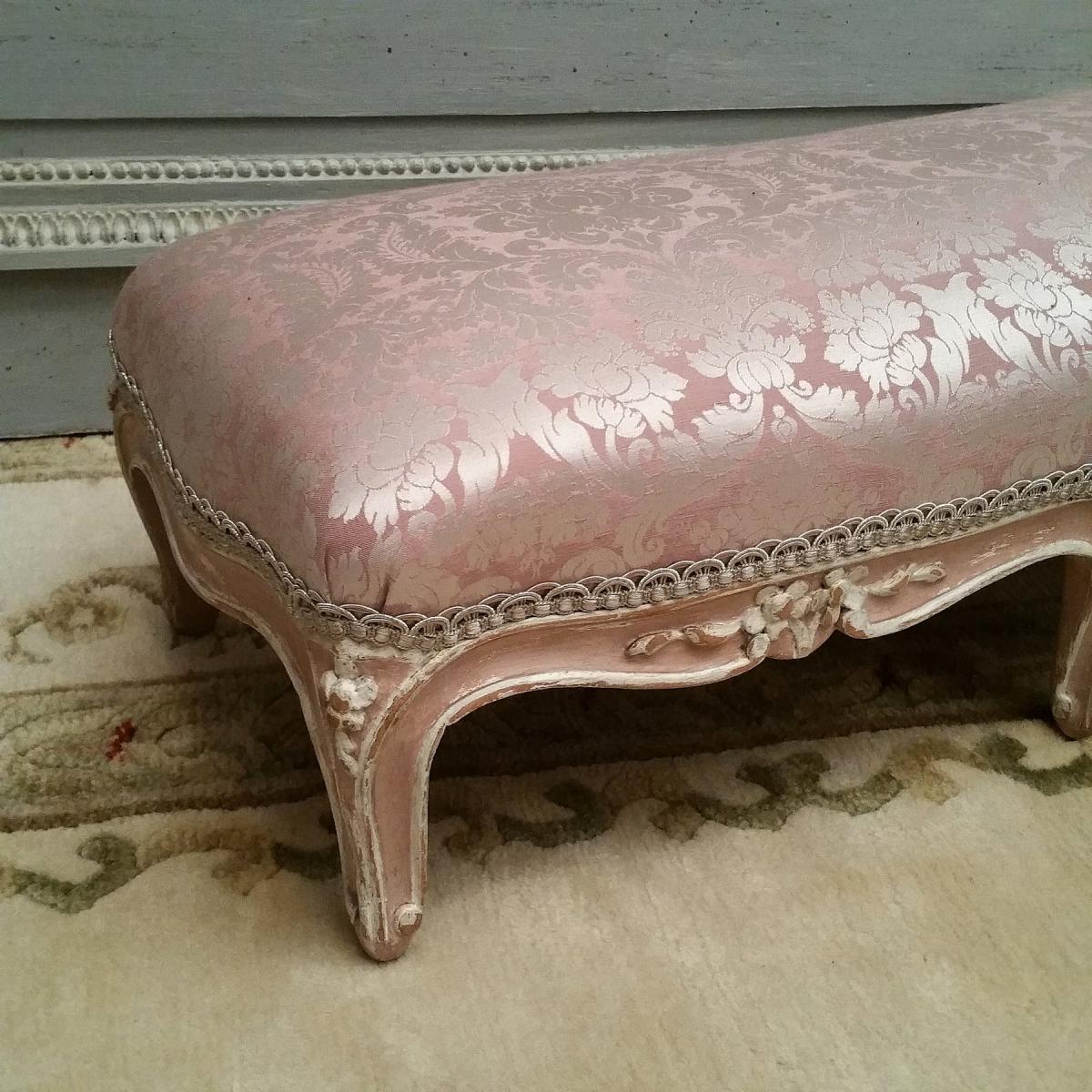 Banquette Basse Patinée De Style Louis XV-photo-2