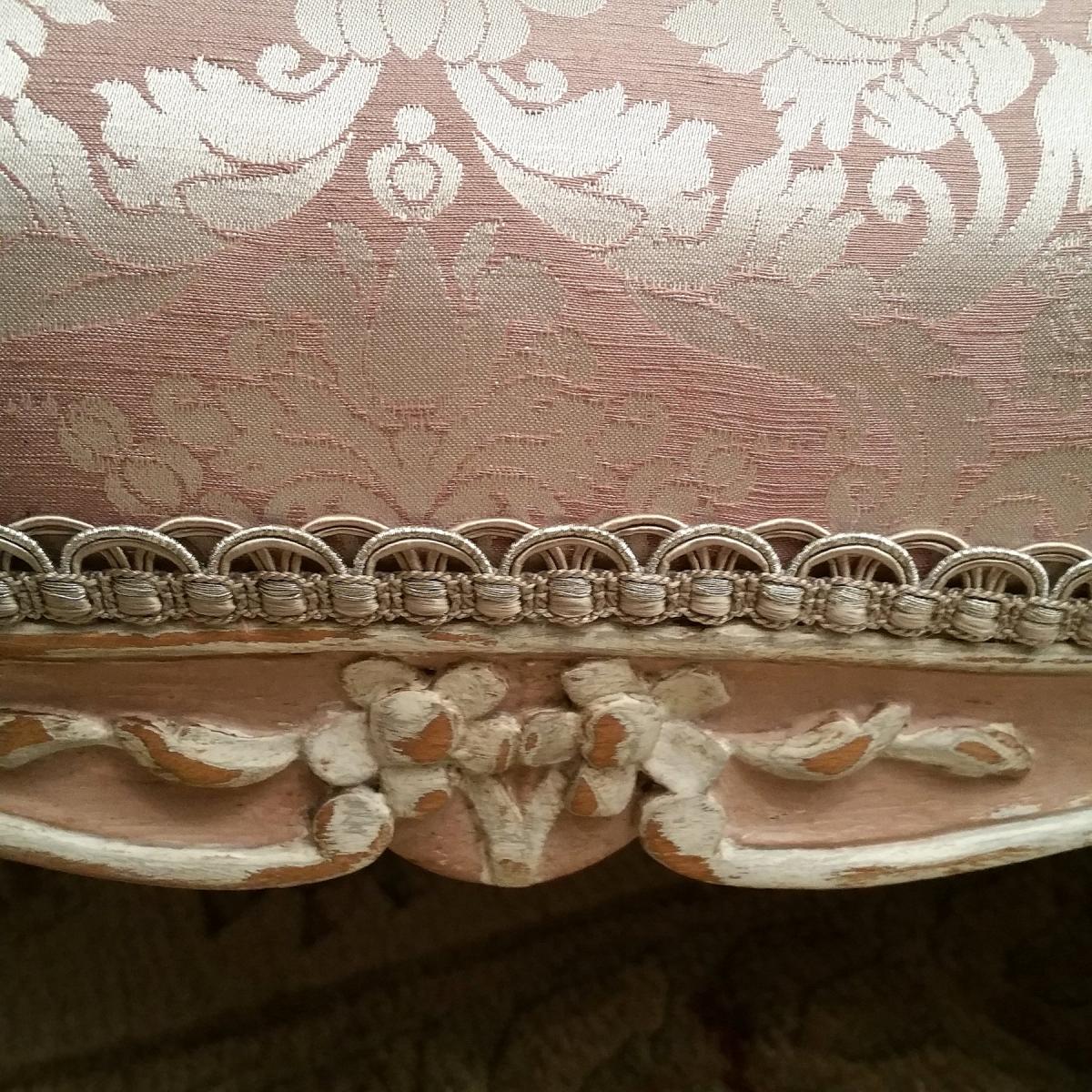Banquette Basse Patinée De Style Louis XV-photo-3