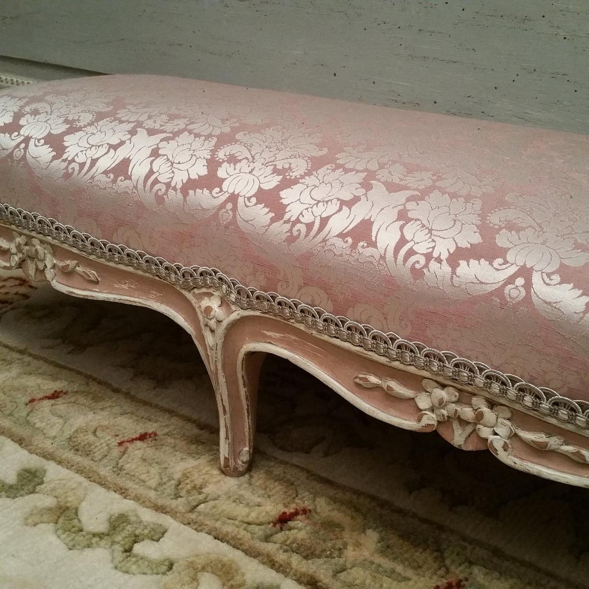 Banquette Basse Patinée De Style Louis XV-photo-4