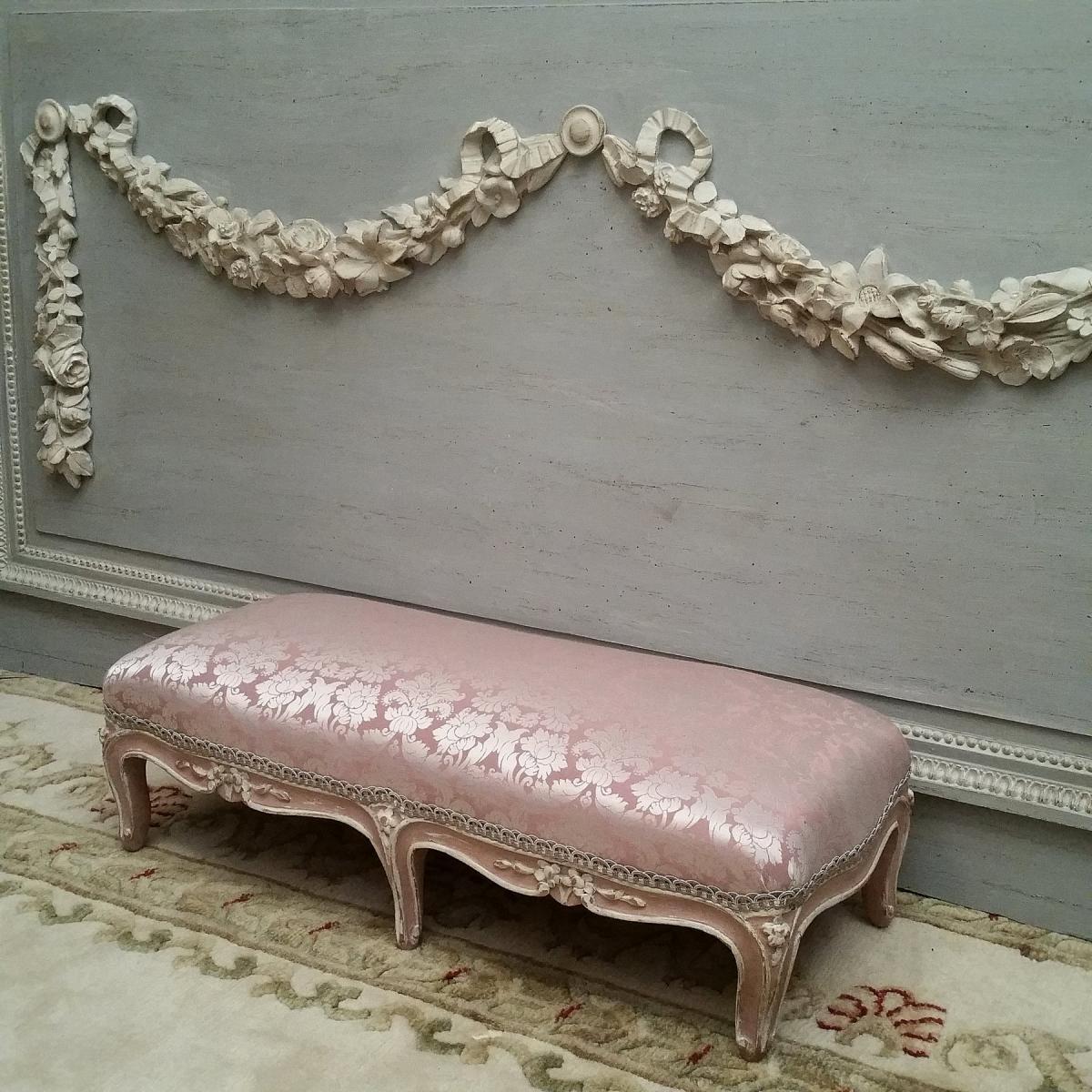 Banquette Basse Patinée De Style Louis XV-photo-1