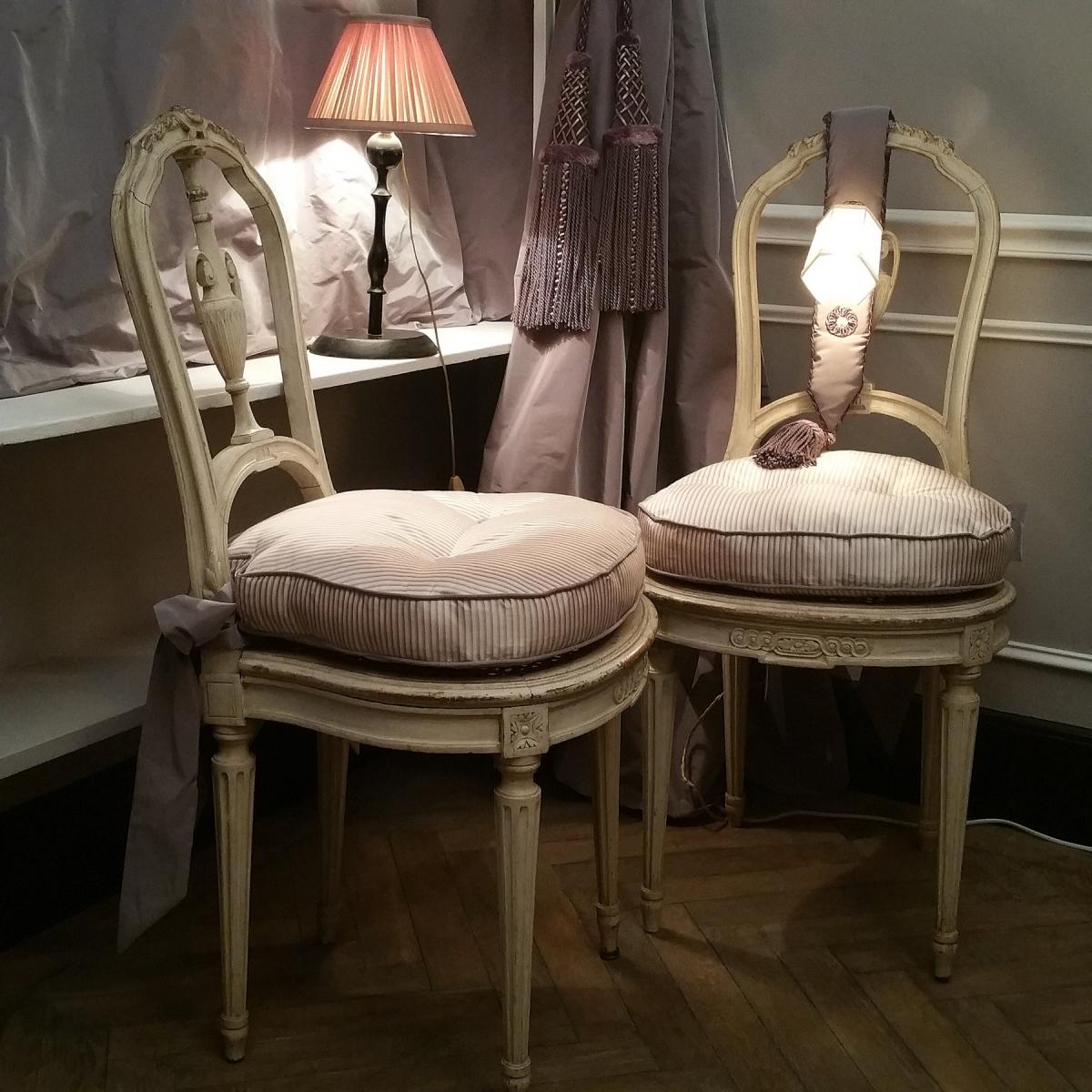 Paire Chaises Cannées Style Louis XVI-photo-3