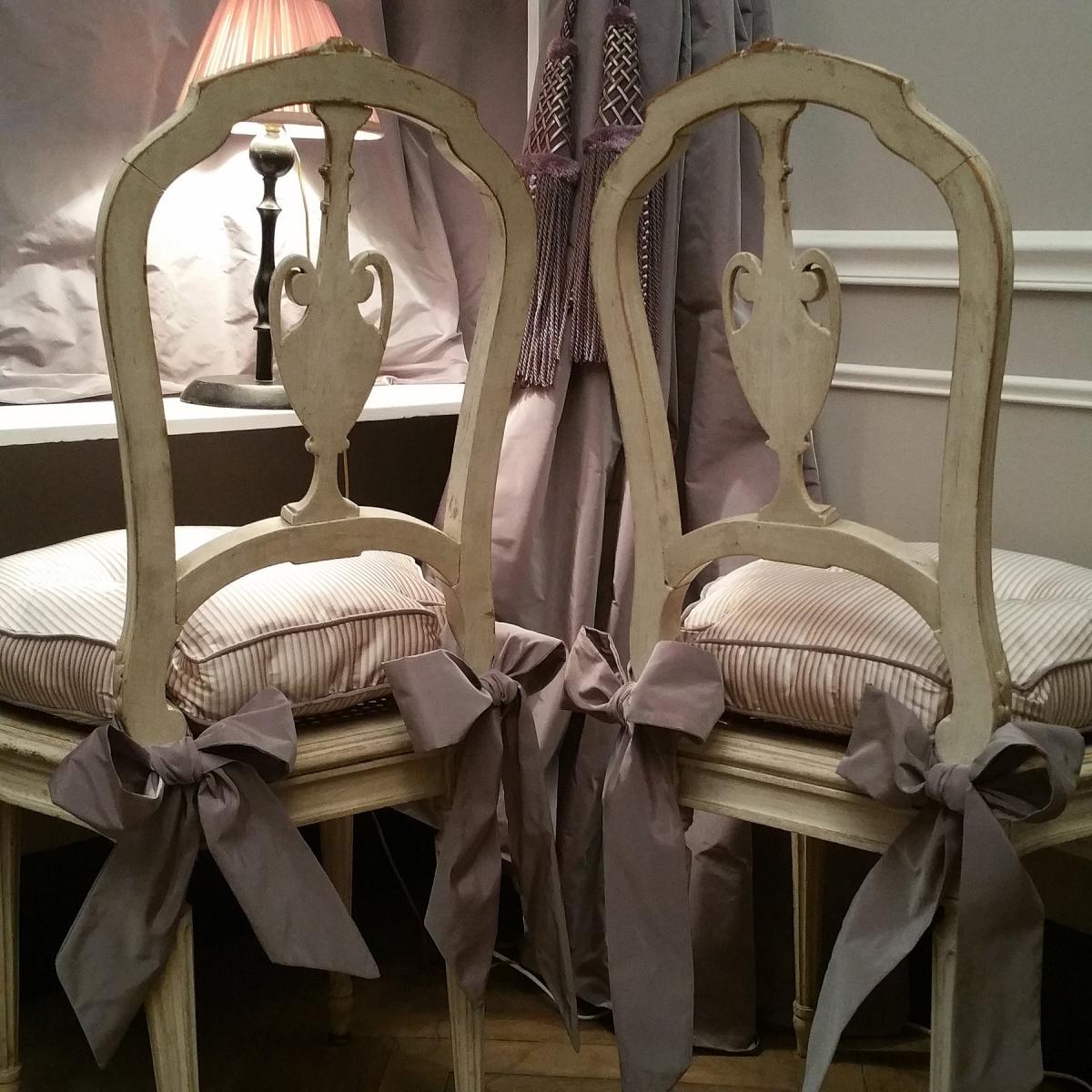 Paire Chaises Cannées Style Louis XVI-photo-4