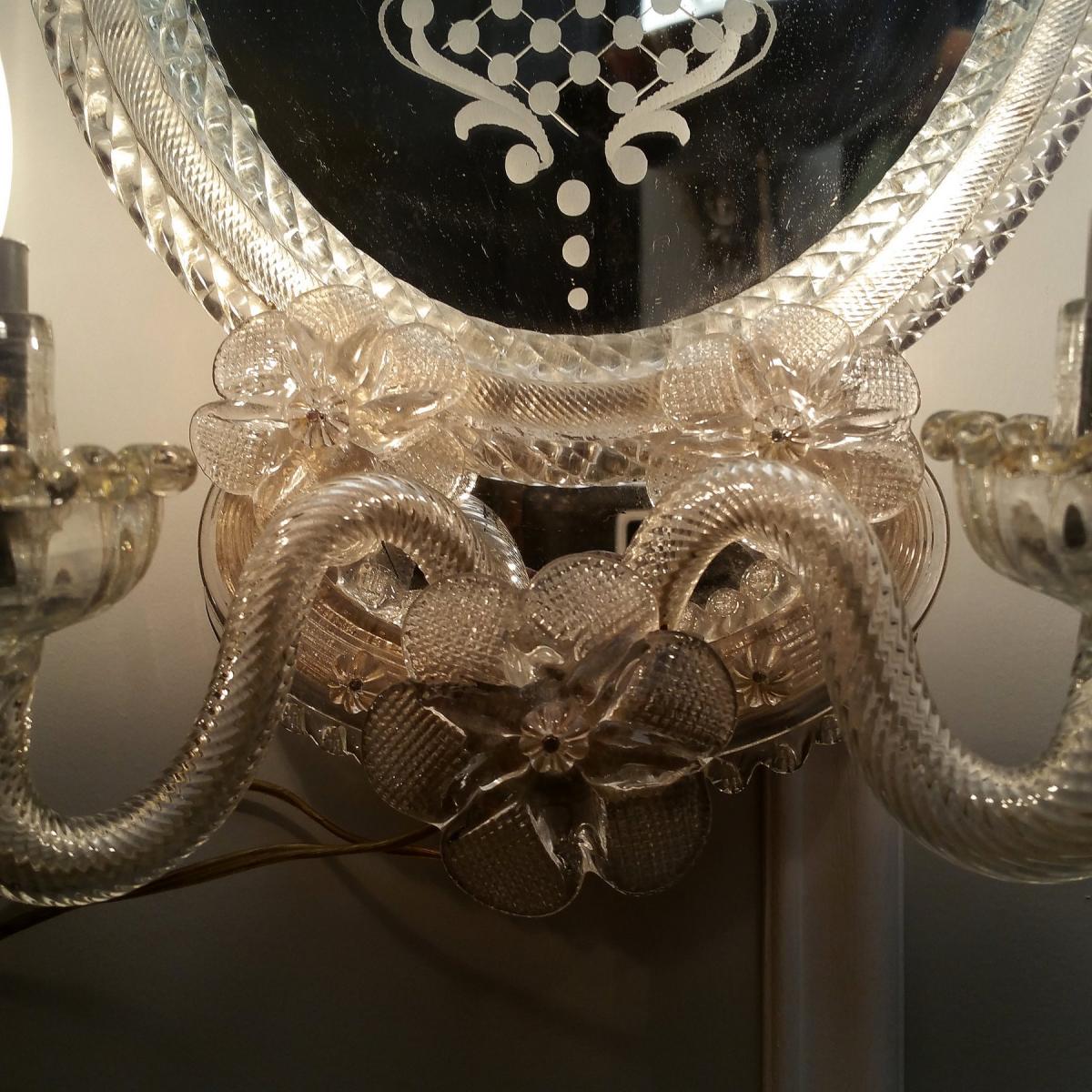 Paire Appliques Verre Italie Milieu 20ème-photo-4