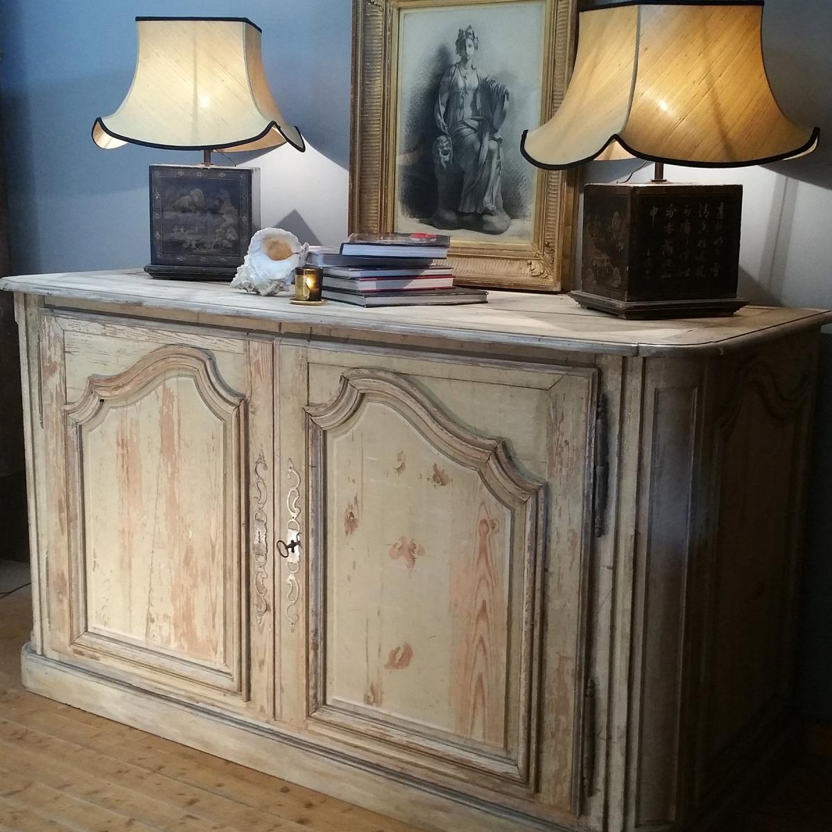 Grand Buffet De Boiserie Patiné Fin XVIIIème