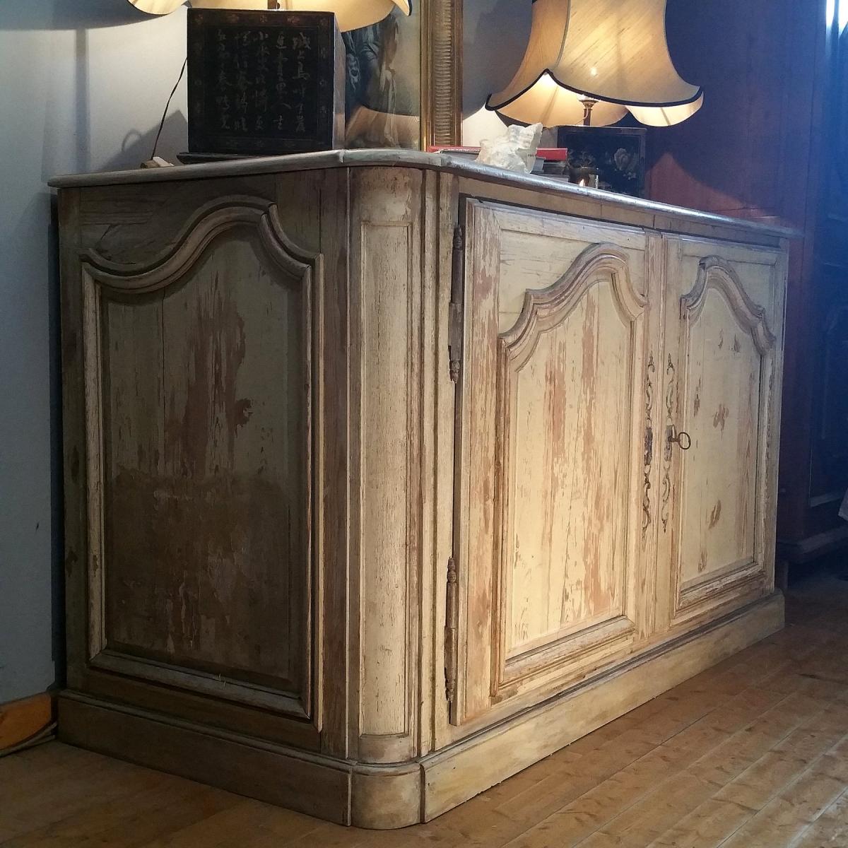 Grand Buffet De Boiserie Patiné Fin XVIIIème-photo-4