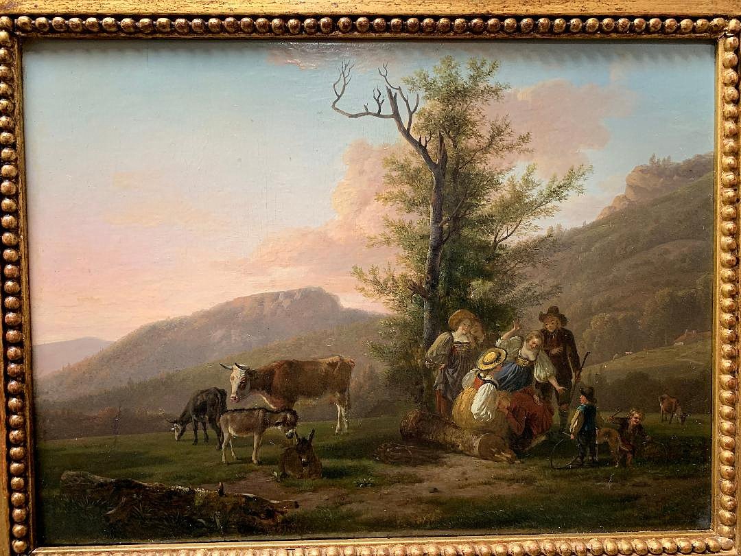 Huile Sur Panneau Jean Louis Demarne (1752-1829) -photo-3
