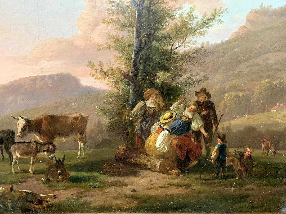 Huile Sur Panneau Jean Louis Demarne (1752-1829) 