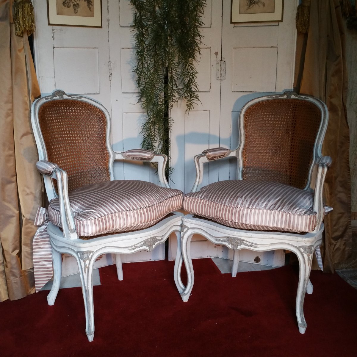 Paire Cabriolets Cannés De Style Louis XV-photo-8