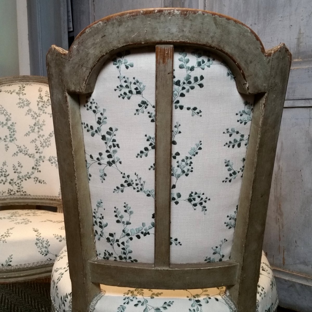 Paire chaises "coin de feu" Epoque Louis XVI-photo-3