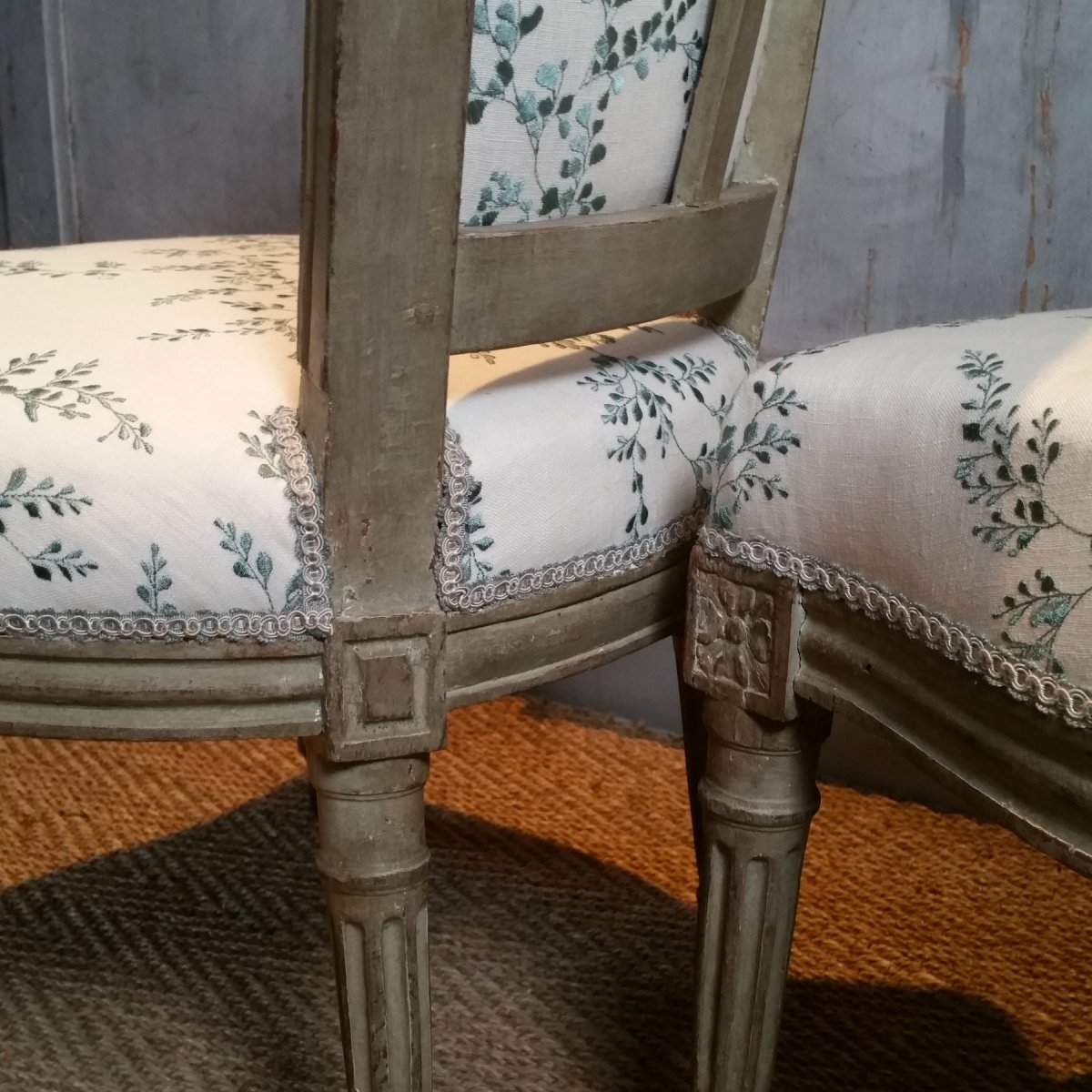 Paire chaises "coin de feu" Epoque Louis XVI-photo-3