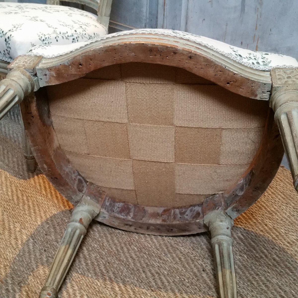 Paire chaises "coin de feu" Epoque Louis XVI-photo-6