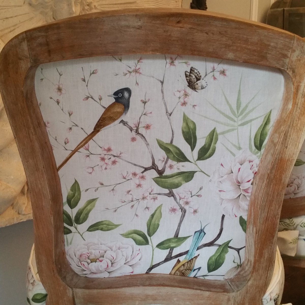 Paire Chaises Bois Naturel Style Louis XV -photo-2