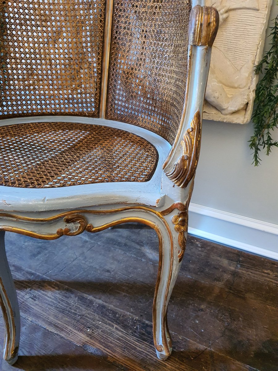 Fauteuil De Bureau Canné Style Louis XV-photo-4