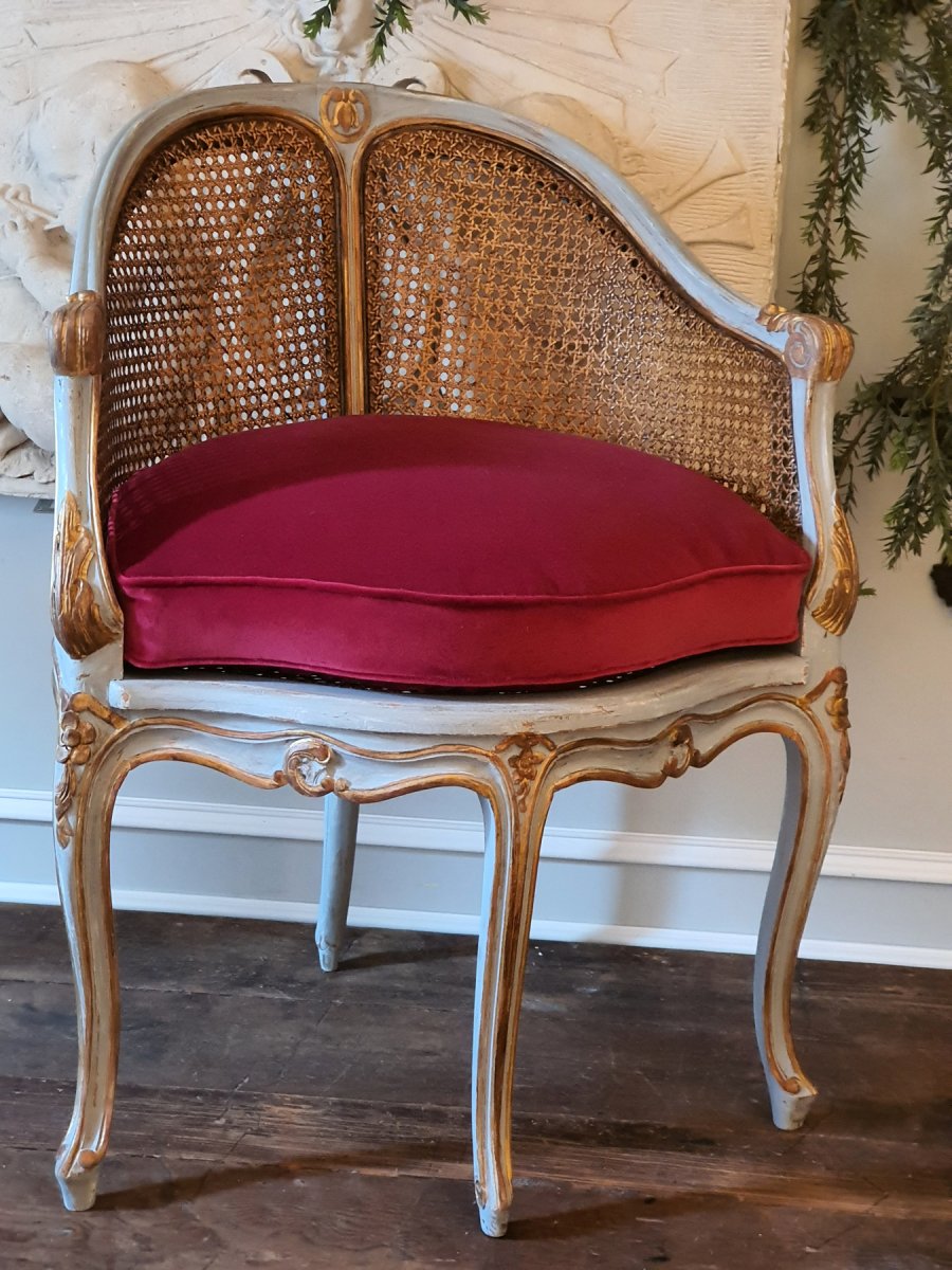 Fauteuil De Bureau Canné Style Louis XV-photo-2