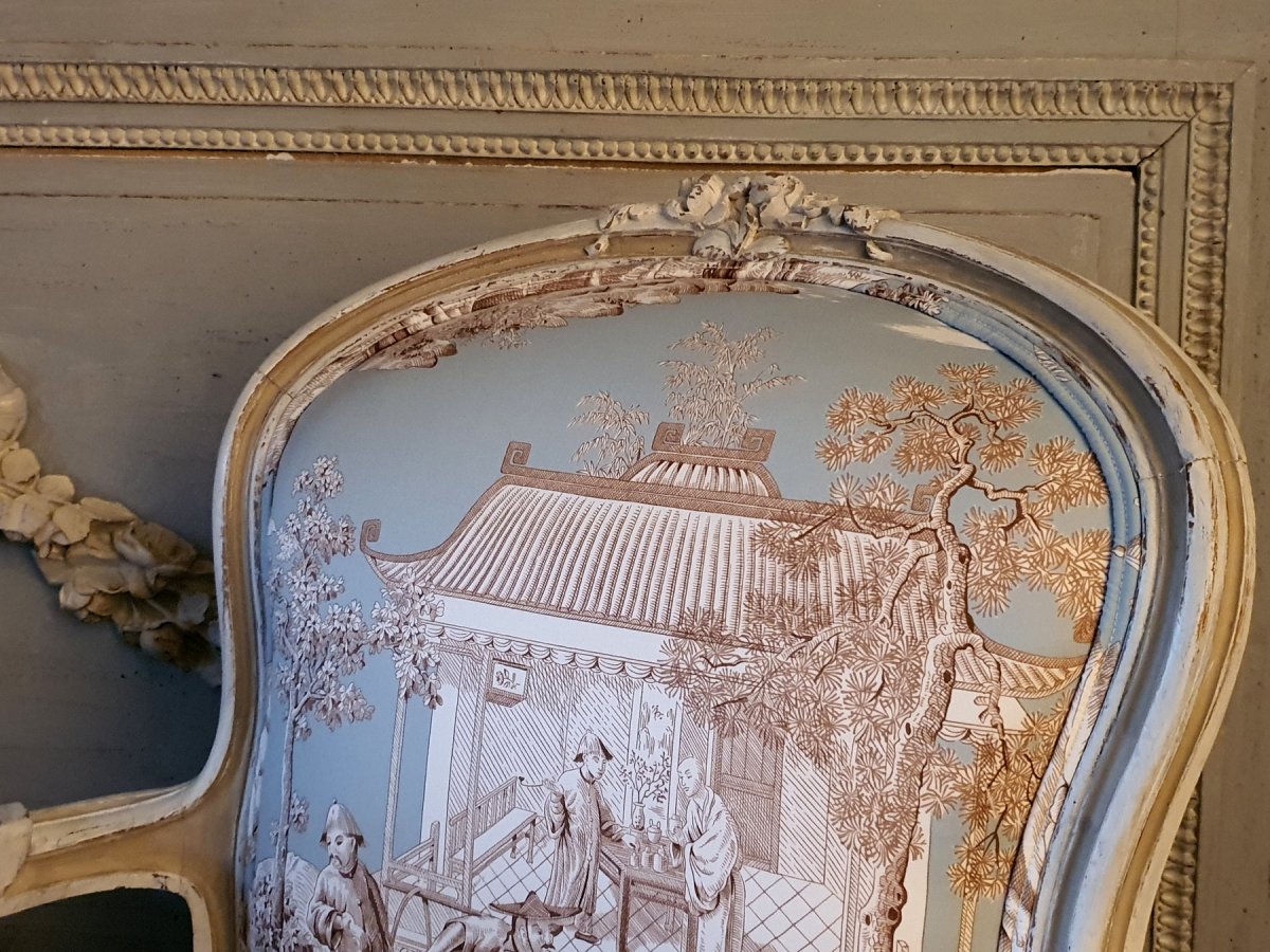 Paire De Cabriolets Laqués De Style Louis XV-photo-6
