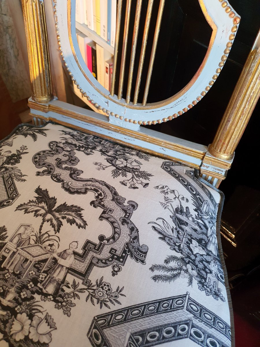Paire De Chaises Lyre Epoque Louis XVI-photo-1