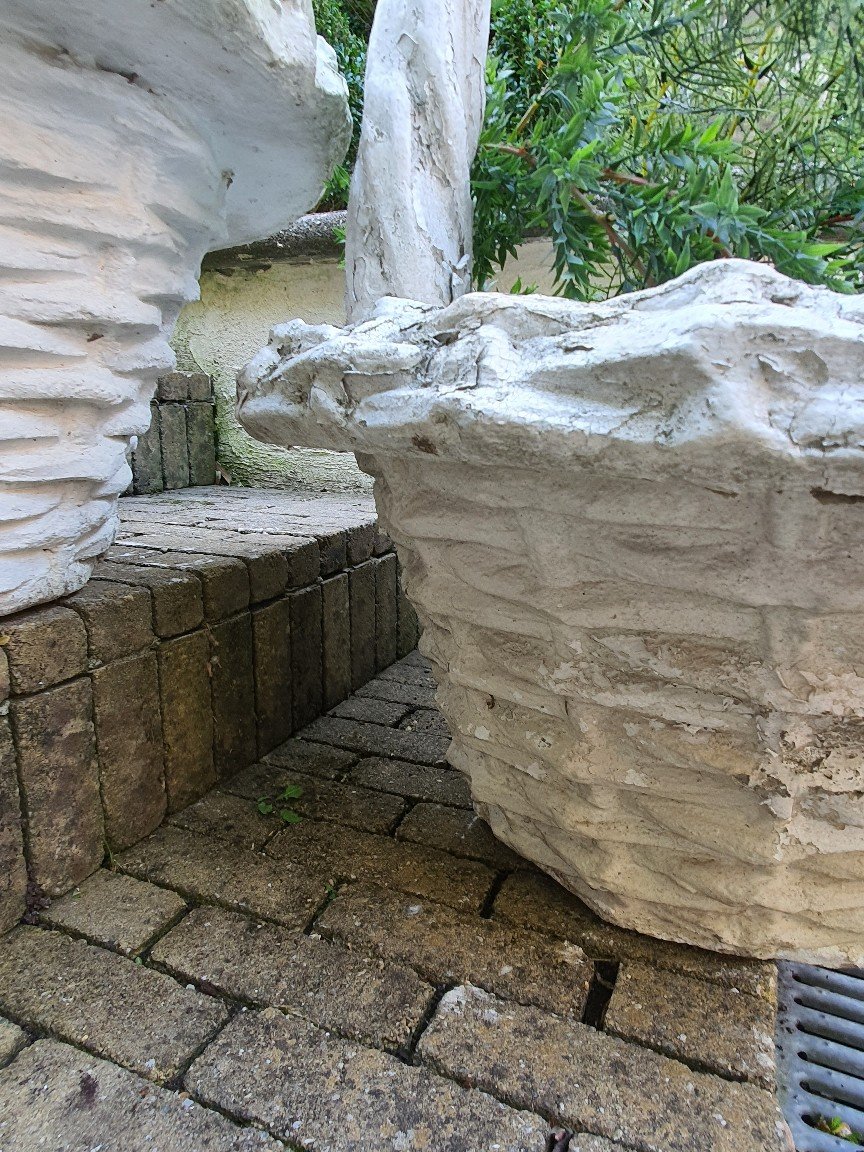 Paire De Vasques De Jardin En Forme De Panier XXeme -photo-3